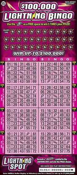 $100,000 Lightning Bingo scratchcard - game number #1864 - front