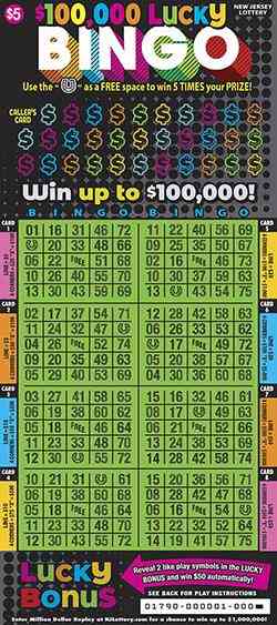 $100,000 Lucky Bingo scratchcard - game number #1790 - front