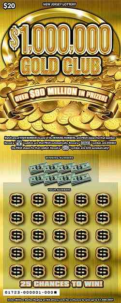 $1,000,000 Gold Club scratchcard - game number #1723 - front