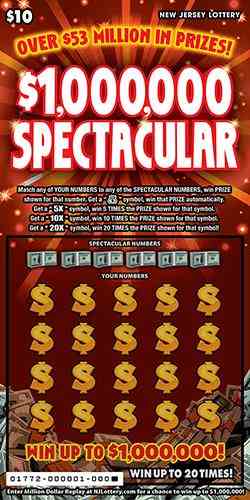 $1,000,000 Spectacular scratchcard - game number #1772 - front