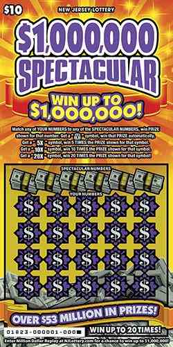 $1,000,000 Spectacular scratchcard - game number #1823 - front