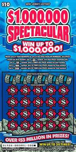 $1,000,000 Spectacular scratchcard - game number #1938 - front