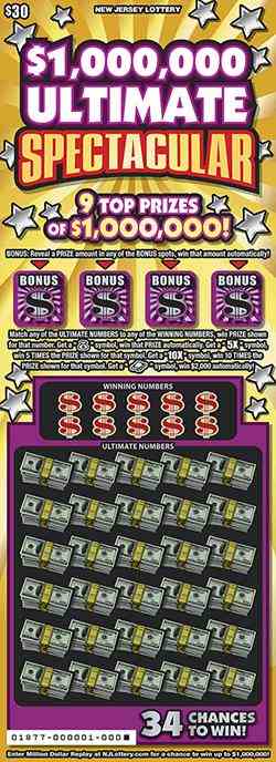 $1,000,000 Ultimate Spectacul scratchcard - game number #1877 - front