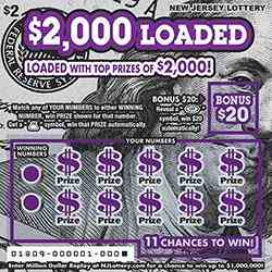 $2,000 Loaded scratchcard - game number #1809 - front