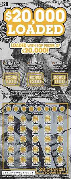 $20,000 Loaded scratchcard - game number #1812 - front