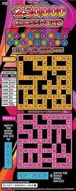 $250,000 Crossword scratchcard - game number #1767 - front