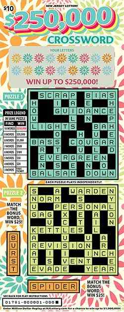 $250,000 Crossword scratchcard - game number #1781 - front