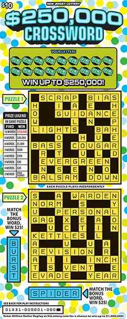 $250,000 Crossword scratchcard - game number #1831 - front