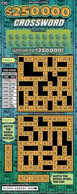 $250,000 Crossword scratchcard - game number #1859 - front