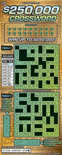 $250,000 Crossword scratchcard - game number #1886 - front