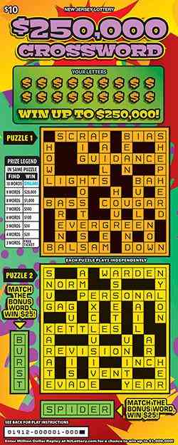$250,000 Crossword scratchcard - game number #1912 - front