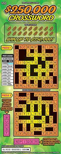 $250,000 Crossword scratchcard - game number #1933 - front