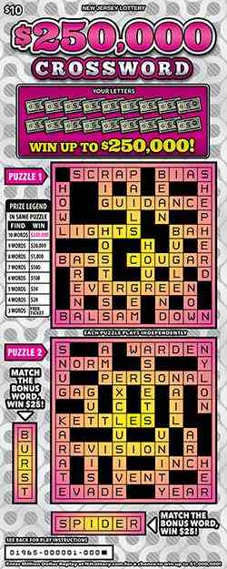 $250,000 Crossword scratchcard - game number #1965 - front