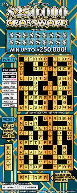 $250,000 Crossword scratchcard - game number #1996 - front