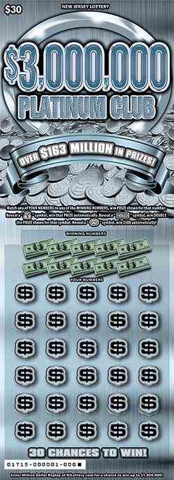 $3,000,000 Platinum Club scratchcard - game number #1715 - front