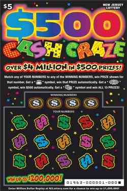 $500 Cash Craze scratchcard - game number #1963 - front