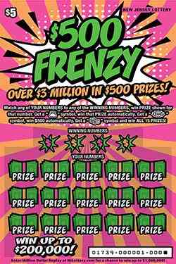 $500 Frenzy scratchcard - game number #1739 - front