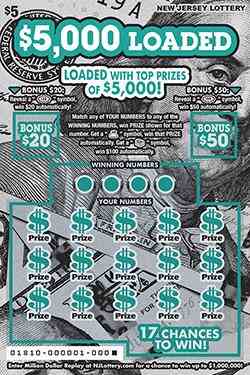 $5,000 Loaded scratchcard - game number #1810 - front