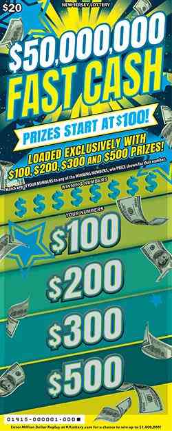 $50,000,000 Fast Cash scratchcard - game number #1915 - front