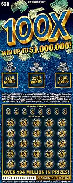 100X scratchcard - game number #1960 - front