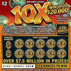10X scratchcard - game number #1957 - front
