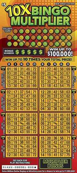 10X Bingo Multiplier scratchcard - game number #1822 - front