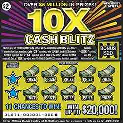 10X Cash Blitz scratchcard - game number #1871 - front