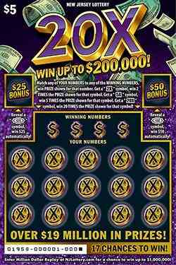 20X scratchcard - game number #1958 - front