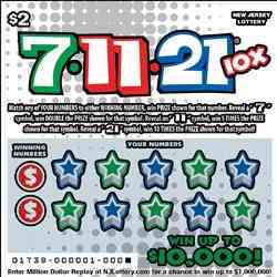 7-11-21 10X scratchcard - game number #1738 - front