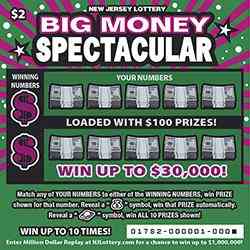 Big Money Spectacular scratchcard - game number #1782 - front