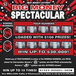 Big Money Spectacular scratchcard - game number #1923 - front