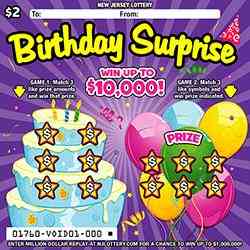 Birthday Surprise scratchcard - game number #1760 - front