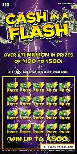 Cash In A Flash scratchcard - game number #1885 - front