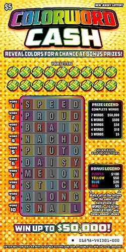 Colorword Cash scratchcard - game number #1898 - front