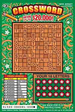 Crossword scratchcard - game number #1980 - front