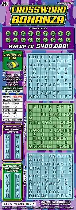 Crossword Bonanza scratchcard - game number #1776 - front