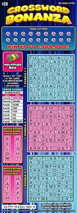 Crossword Bonanza scratchcard - game number #1799 - front