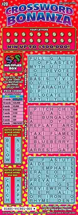 Crossword Bonanza scratchcard - game number #1805 - front