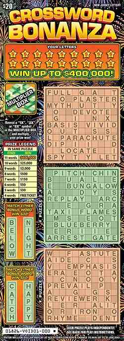 Crossword Bonanza scratchcard - game number #1826 - front