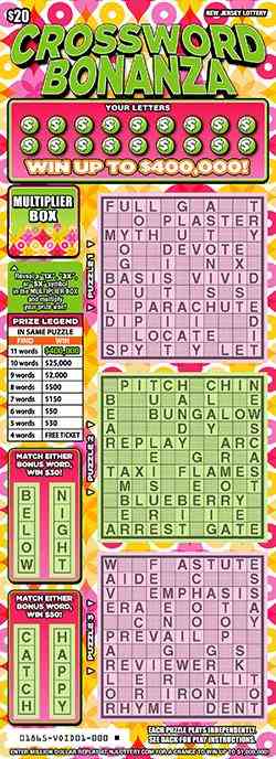 Crossword Bonanza scratchcard - game number #1865 - front