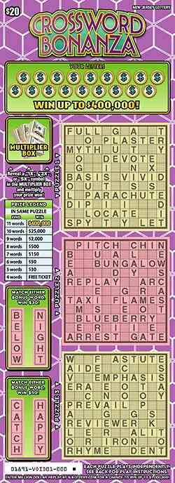 Crossword Bonanza scratchcard - game number #1891 - front