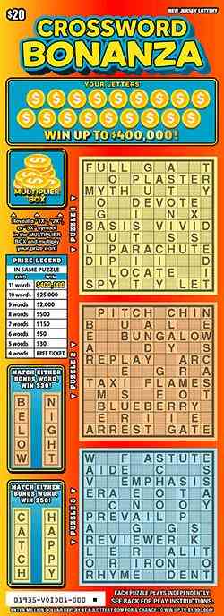 Crossword Bonanza scratchcard - game number #1935 - front