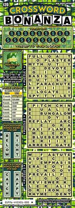 Crossword Bonanza scratchcard - game number #1976 - front
