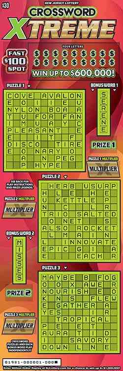 Crossword Xtreme scratchcard - game number #1981 - front