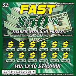 Fast $50's scratchcard - game number #1778 - front