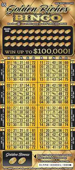 Golden Riches Bingo scratchcard - game number #1998 - front