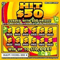 Hit $50 scratchcard - game number #1839 - front