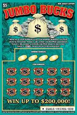 Jumbo Bucks scratchcard - game number #1815 - front