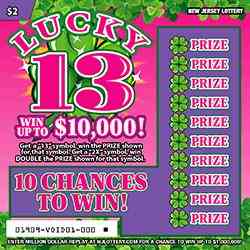 Lucky 13 scratchcard - game number #1909 - front