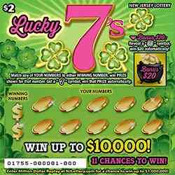 Lucky 7's scratchcard - game number #1755 - front